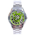 Green high art abstraction Stainless Steel Analogue Watch Front