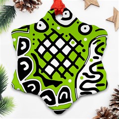 Green High Art Abstraction Snowflake Ornament (2-side)