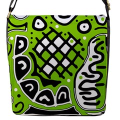 Green High Art Abstraction Flap Messenger Bag (s) by Valentinaart