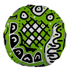 Green High Art Abstraction Large 18  Premium Flano Round Cushions