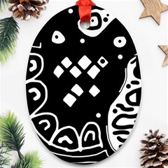 Black And White High Art Abstraction Ornament (oval) 