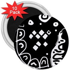 Black And White High Art Abstraction 3  Magnets (10 Pack)  by Valentinaart