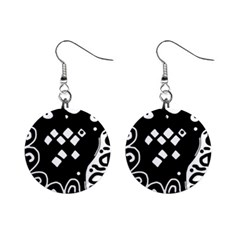 Black And White High Art Abstraction Mini Button Earrings by Valentinaart