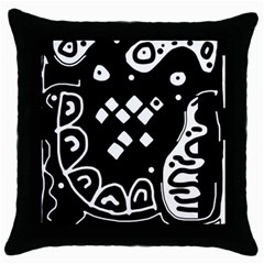 Black And White High Art Abstraction Throw Pillow Case (black) by Valentinaart