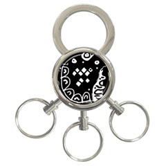 Black And White High Art Abstraction 3-ring Key Chains