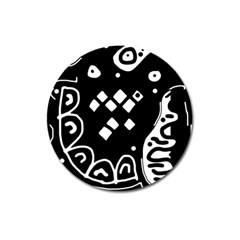 Black And White High Art Abstraction Magnet 3  (round)