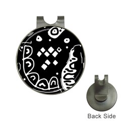 Black And White High Art Abstraction Hat Clips With Golf Markers