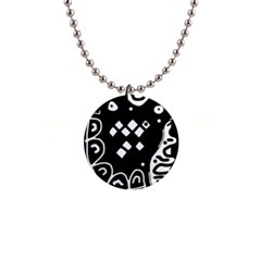 Black And White High Art Abstraction Button Necklaces