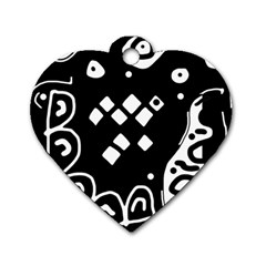 Black And White High Art Abstraction Dog Tag Heart (one Side)