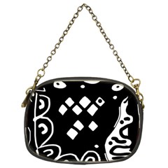 Black And White High Art Abstraction Chain Purses (two Sides) 