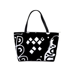 Black And White High Art Abstraction Shoulder Handbags by Valentinaart