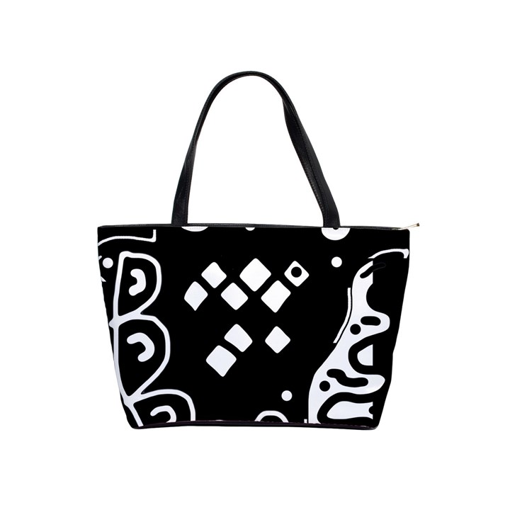 Black and white high art abstraction Shoulder Handbags