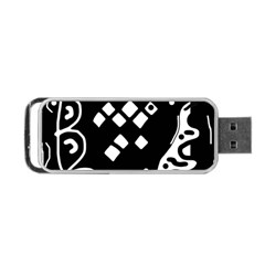 Black And White High Art Abstraction Portable Usb Flash (one Side)