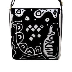 Black And White High Art Abstraction Flap Messenger Bag (l) 