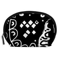 Black And White High Art Abstraction Accessory Pouches (large)  by Valentinaart