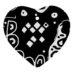 Black And White High Art Abstraction Ornament (heart) 