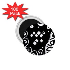 Black And White High Art Abstraction 1 75  Magnets (100 Pack) 