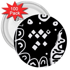 Black And White High Art Abstraction 3  Buttons (100 Pack) 