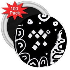 Black And White High Art Abstraction 3  Magnets (100 Pack)