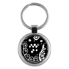 Black And White High Art Abstraction Key Chains (round)  by Valentinaart