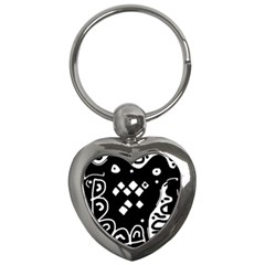 Black And White High Art Abstraction Key Chains (heart)  by Valentinaart