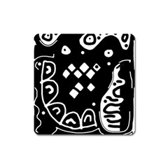 Black And White High Art Abstraction Square Magnet