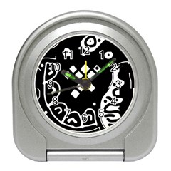 Black And White High Art Abstraction Travel Alarm Clocks