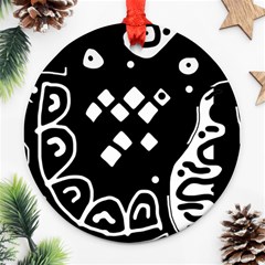 Black And White High Art Abstraction Round Ornament (two Sides) 