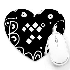 Black And White High Art Abstraction Heart Mousepads