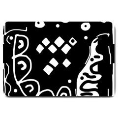 Black And White High Art Abstraction Large Doormat  by Valentinaart