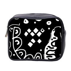 Black And White High Art Abstraction Mini Toiletries Bag 2-side