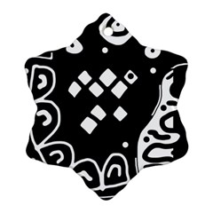 Black And White High Art Abstraction Snowflake Ornament (2-side)