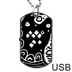 Black And White High Art Abstraction Dog Tag Usb Flash (one Side) by Valentinaart