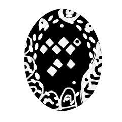 Black And White High Art Abstraction Oval Filigree Ornament (2-side) 