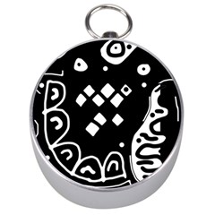 Black And White High Art Abstraction Silver Compasses