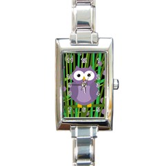 Purple Owl Rectangle Italian Charm Watch