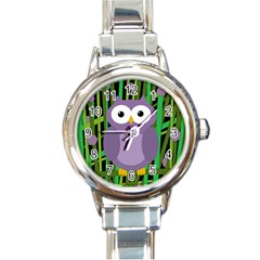 Purple Owl Round Italian Charm Watch by Valentinaart