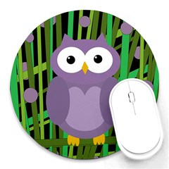 Purple Owl Round Mousepads