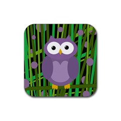 Purple Owl Rubber Coaster (square)  by Valentinaart