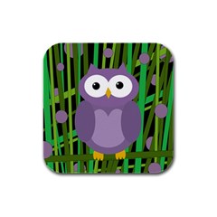 Purple Owl Rubber Square Coaster (4 Pack)  by Valentinaart