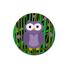 Purple Owl Rubber Round Coaster (4 Pack)  by Valentinaart