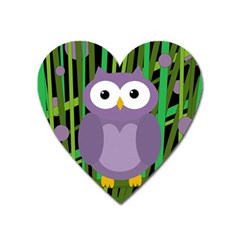 Purple Owl Heart Magnet