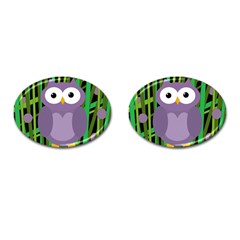 Purple Owl Cufflinks (oval) by Valentinaart