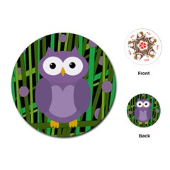 Purple Owl Playing Cards (round) 