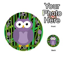 Purple Owl Playing Cards 54 (round)  by Valentinaart