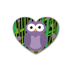 Purple Owl Rubber Coaster (heart)  by Valentinaart