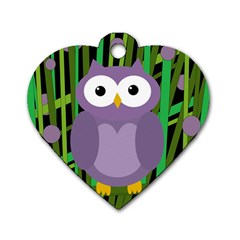 Purple Owl Dog Tag Heart (one Side)