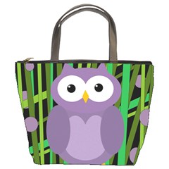 Purple Owl Bucket Bags by Valentinaart