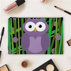 Purple Owl Cosmetic Bag (large)  by Valentinaart