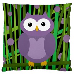 Purple Owl Large Cushion Case (two Sides) by Valentinaart